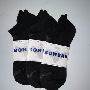 3-PACK Bombas Black Ankle Socks Size Large